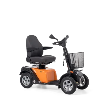 Life & Mobility Solo RX 4 oranje vierwiel scootmobiel bij Zorgbroeder